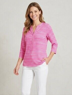 Ellen Tracy Pink and White Striped Top